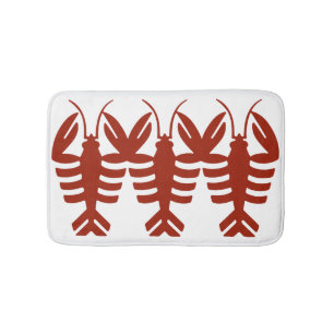 Vintage Art Deco Seafood Lobster in Red Bath Mat