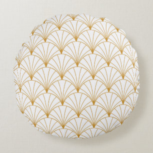 Vintage Art Deco Seamless Pattern. Geometric decor Round Pillow