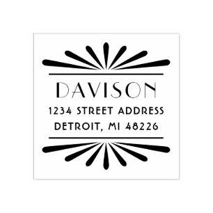 Vintage Art Deco Shell Frame Return Address Rubber Stamp