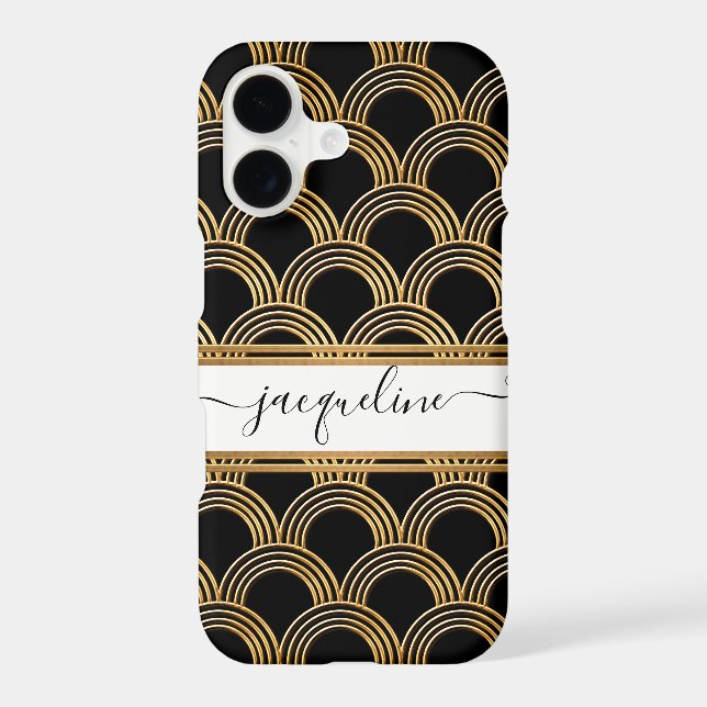 Vintage Art Deco Shell Pattern Gold and Black (Back)