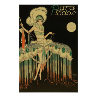 Vintage Art Deco Showgirl Poster – 1920s Cabaret