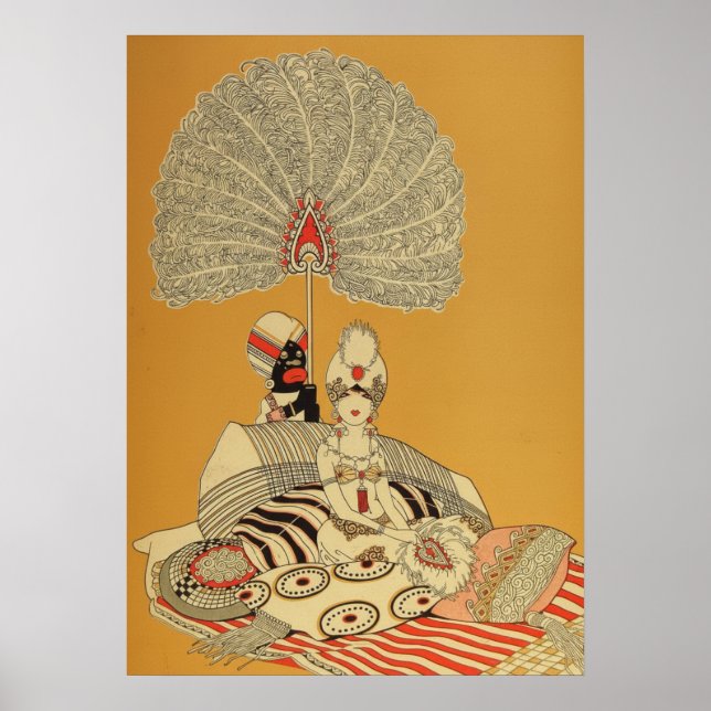 Vintage Art Deco Showgirl Poster – 1920s Feather   (Front)