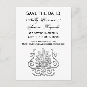 Vintage Art Deco Silver Plume Arabesque Announcement Postcard