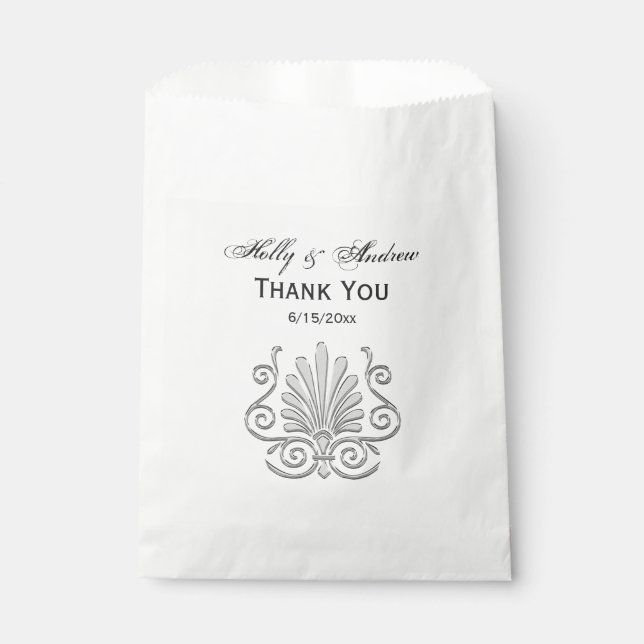 Vintage Art Deco Silver Plume Arabesque Favour Bag (Front)