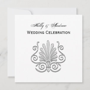Vintage Art Deco Silver Plume Arabesque Invitation