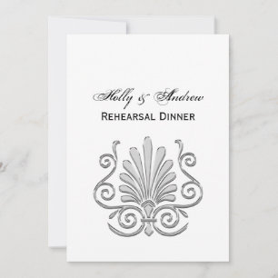 Vintage Art Deco Silver Plume Arabesque Invitation