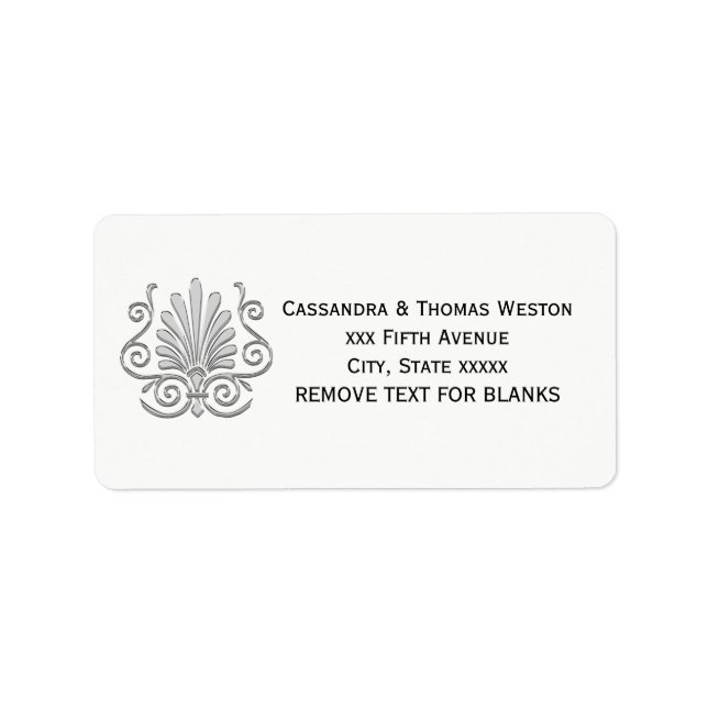 Vintage Art Deco Silver Plume Arabesque Label (Front)