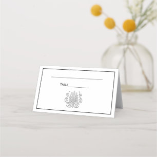 Vintage Art Deco Silver Plume Arabesque Place Card