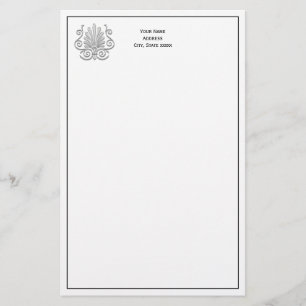 Vintage Art Deco Silver Plume Arabesque Stationery