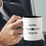 Vintage Art Deco Simple Groomsman Gift Two-Tone Coffee Mug<br><div class="desc">Wedding party personalized gift mug for groomsman, which you can easily modify for all the members of your wedding party. This art deco design features a simple divider and vintage font in black and white. You are welcome to edit the design even further in the design tool, where you can...</div>