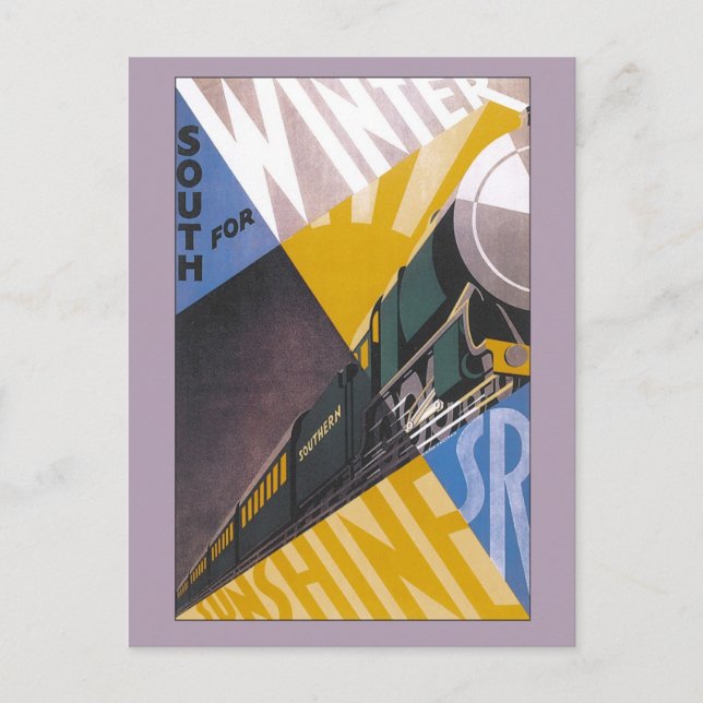 Vintage Art Deco Southern Railway travel ad Postcard (Front)
