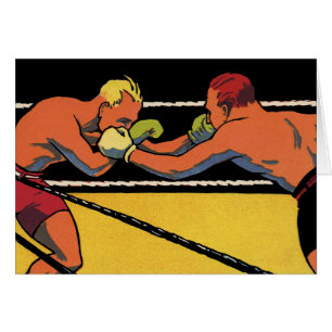 Vintage Art Deco Sports Boxing, Boxers Punching