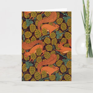 Vintage Art Deco Squirrel and Leaves Design Card