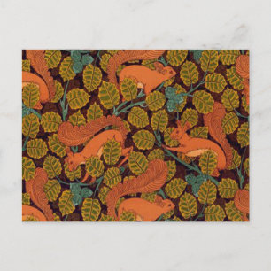 Vintage Art Deco Squirrel and Leaves Design Postcard