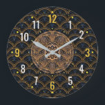 Vintage Art Deco Style - Gold Black Geometric Large Clock<br><div class="desc">Introducing a stunning Vintage Art Deco Style wall clock,  featuring a striking Gold Black Geometric design with clear numbers and hands. Perfect for any living room,  kitchen,  bedroom,  or office,  this clock is a timeless addition to any space. Its elegant and sophisticated appearance is sure to impress.</div>
