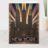 Vintage Art Deco Style Travel Poster of New York