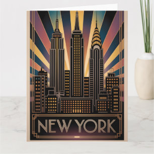 Vintage Art Deco Style Travel Poster of New York Card