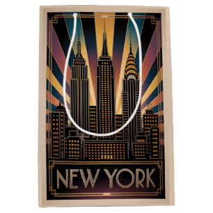 Vintage Art Deco Style Travel Poster of New York Medium Gift Bag