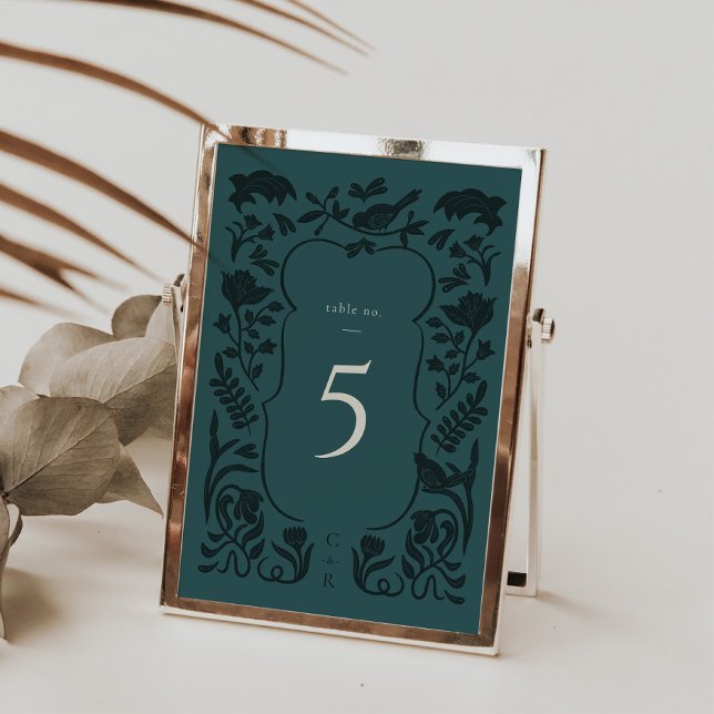 Vintage Art Deco Table Number Card (Vintage Floral Art Deco Table Number Card)