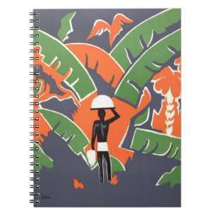 Vintage Art Deco Travel, Native in African Jungle Notebook
