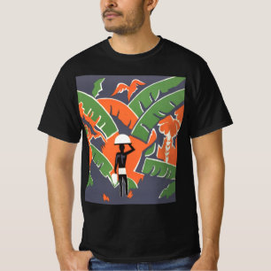 Vintage Art Deco Travel, Native in African Jungle T-Shirt