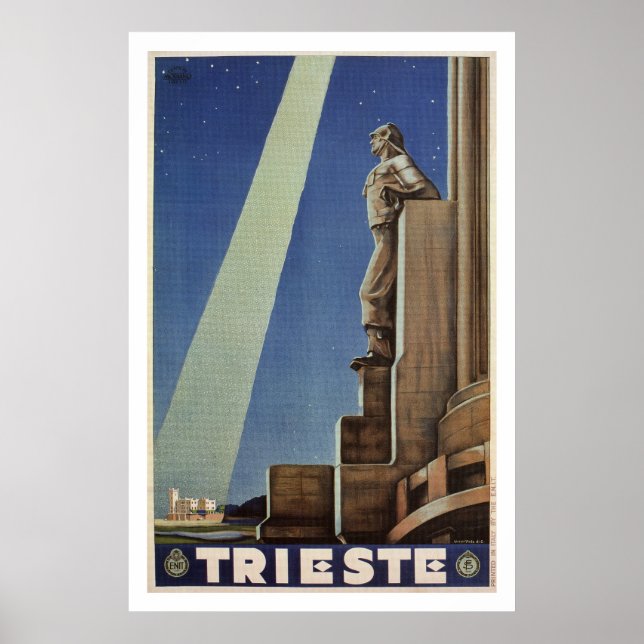 Vintage Art Deco Trieste Italian travel poster (Front)
