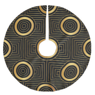 Vintage Art Deco Wallpaper Pattern Brushed Polyester Tree Skirt