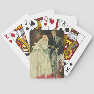 Vintage Art Deco Wedding Bride and Groom Newlyweds Playing Cards