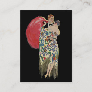 Vintage Art Deco Wedding, Newlywed Lovers Dancing Business Card