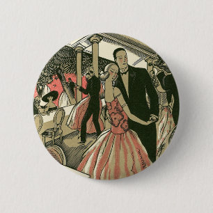 Vintage Art Deco Wedding, Newlyweds First Dance 2 Inch Round Button