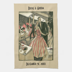 Vintage Art Deco Wedding, Newlyweds First Dance Kitchen Towel