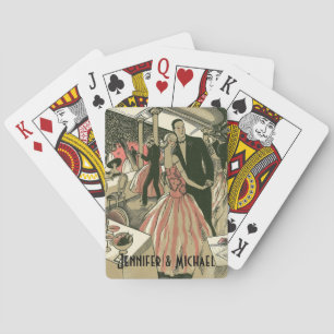 Vintage Art Deco Wedding, Newlyweds First Dance Playing Cards