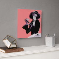 Vintage Art Deco Woman, Afternoon Tea and Cupcake