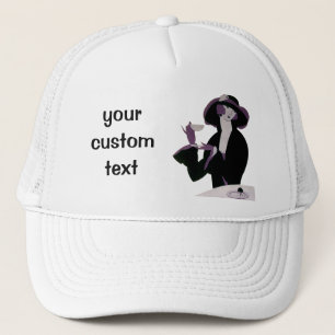 Vintage Art Deco Woman, Afternoon Tea and Cupcake Trucker Hat