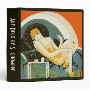 Vintage Art Deco Woman Reclining on Couch, Chompre Binder