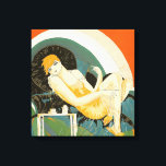 Vintage Art Deco Woman Reclining on Couch, Chompre Canvas Print<br><div class="desc">Vintage illustration art deco daily life image featuring an elegant woman sitting and relaxing on a couch next to a table with a cup of coffee and a coffee pot. Reclining Woman by S. Chompre.</div>