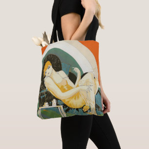 Vintage Art Deco Woman Reclining on Couch, Chompre Tote Bag