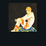 Vintage Art Deco Woman, Smoking by S. Chompre Canvas Print<br><div class="desc">Vintage illustration art deco daily life image featuring an elegant lady sitting and relaxing while smoking a cigarette. She is lounging in her pyjamas and fuzzy slippers. Art Deco by S. Chompre. "Femmes Modernes, 1926" by S. Chompré is a series of illustrations with contemporary women from the 1920s by Samuel...</div>