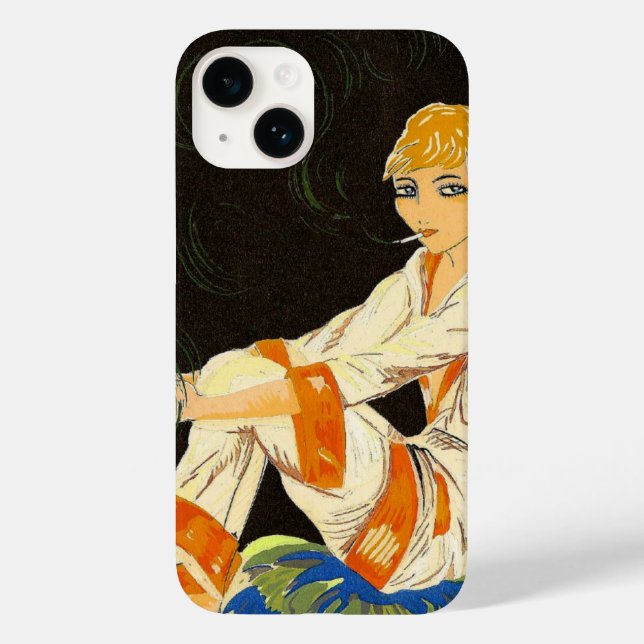 Vintage Art Deco Woman, Smoking by S. Chompre Case-Mate iPhone Case (Back)
