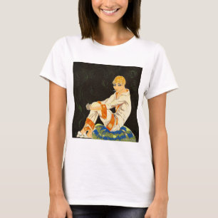 Vintage Art Deco Woman, Smoking by S. Chompre T-Shirt