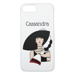 Vintage Art Deco Woman Wearing Hat Gloves Colour Case-Mate iPhone Case