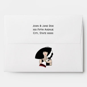 Vintage Art Deco Woman Wearing Hat Gloves Colour Envelope