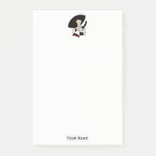 Vintage Art Deco Woman Wearing Hat Gloves Colour Post-it Notes