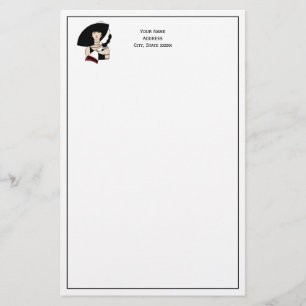 Vintage Art Deco Woman Wearing Hat Gloves Colour Stationery