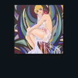 Vintage Art Deco Woman with Drapes by S. Chompre Canvas Print<br><div class="desc">Vintage illustration art deco daily life image featuring an elegant woman wearing a flapper dress is sitting on a couch surrounded by curtains. Woman with Drapes by S. Chompre. "Femmes Modernes, 1926" by S. Chompré is a series of illustrations with contemporary women from the 1920s by Samuel Chompré. The title...</div>