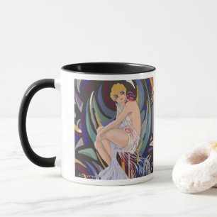 Vintage Art Deco Woman with Drapes by S. Chompre Mug