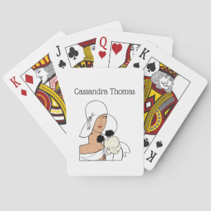 Vintage Art Deco Woman with Flowers Wearing Hat C Playing Cards