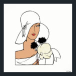 Vintage Art Deco Woman with Flowers Wearing Hat C Poster<br><div class="desc">Vintage Art Deco Woman with Flowers Wearing Hat C Customizable invitations and accessories with a stylized vintage art deco image of a fashionable 1920s - 1930s woman wearing a big hat holding flowers. You can easily customize these products by adding text fields, removing existing text fields, changing text fonts and...</div>