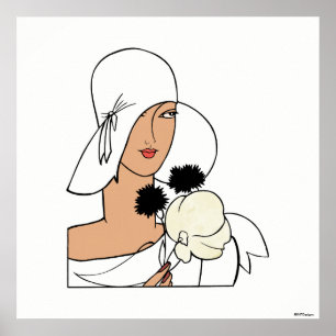 Vintage Art Deco Woman with Flowers Wearing Hat C Poster