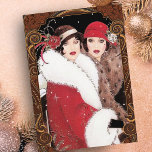 Vintage Art Deco Women Christmas Red Gold Holiday Card<br><div class="desc">Beautiful vintage retro Christmas art deco women holiday card. Send out one of these gorgeous art deco women holiday cards to friends and family. Also perfect for collectors. Check out the Art Deco collection in my store for more like this.</div>